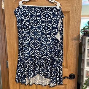 LuLaRoe Blue and White Wrap Midi Skirt
